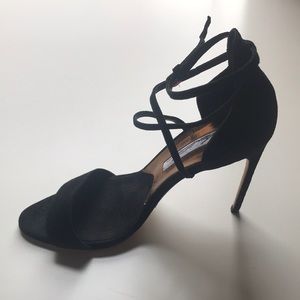 Black leather (suede) high heel sandals